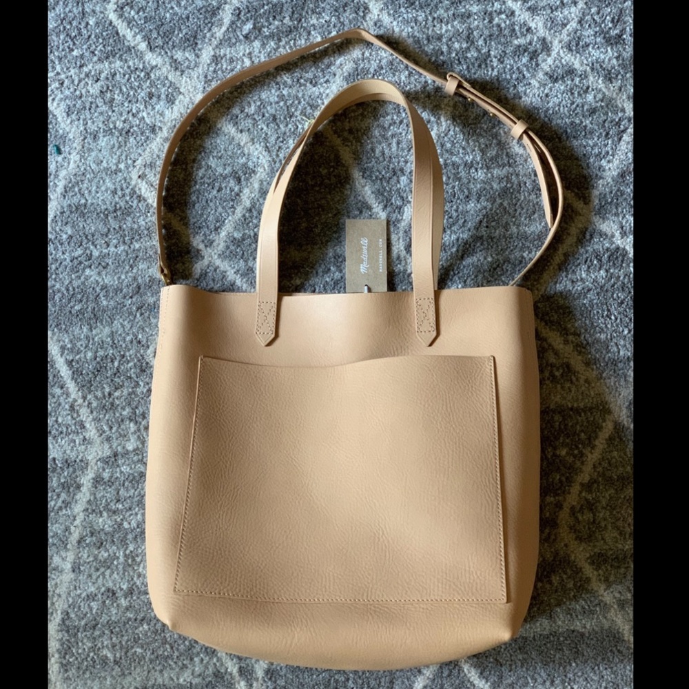 NWT Leather Madewell Medium Transport Tote - Linen